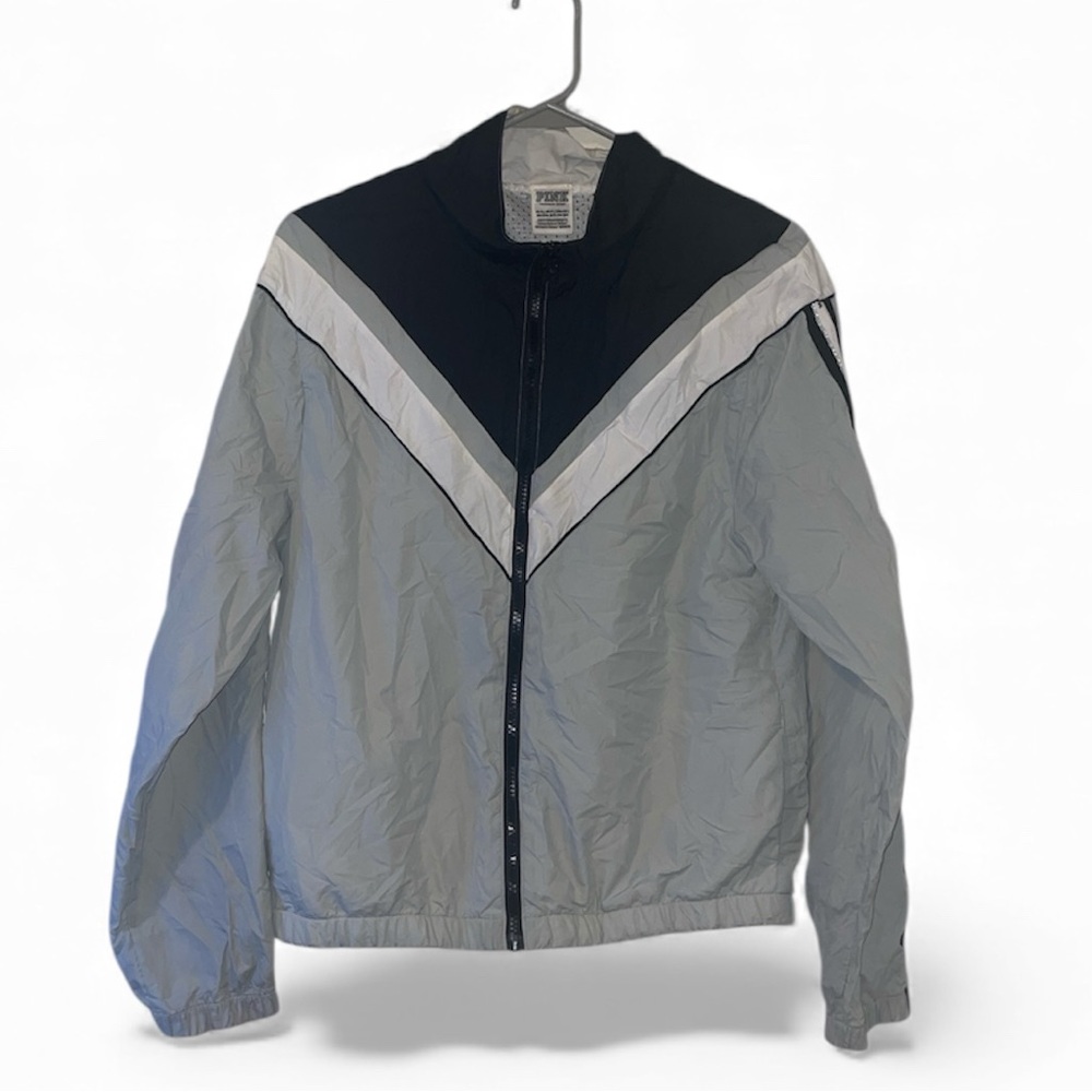 PINK Victoria's Secret Anorak Gray Windbreaker Jacket Size XS/S